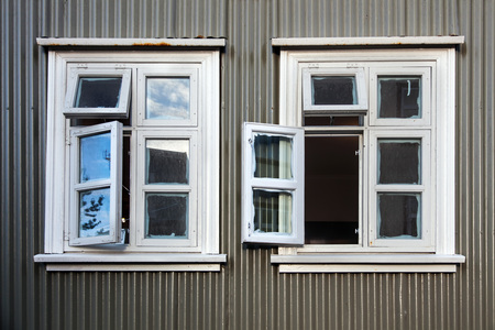 Vintage windows in Reykjavik Iceland