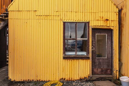 Weathered metal home walls vintage and rustedの写真素材