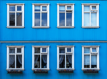 Vintage windows in Reykjavik Icelandの写真素材