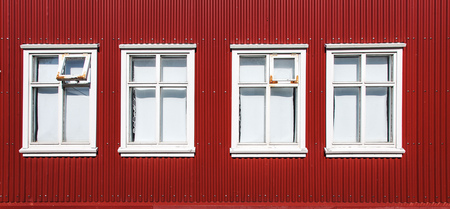 Vintage windows in Reykjavik Icelandの写真素材