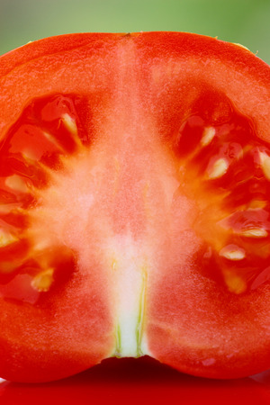 Close up of fresh picked tomato photographed in daylight conditionsの写真素材