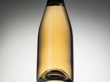 close-up blank champagne bottle label placeの写真素材