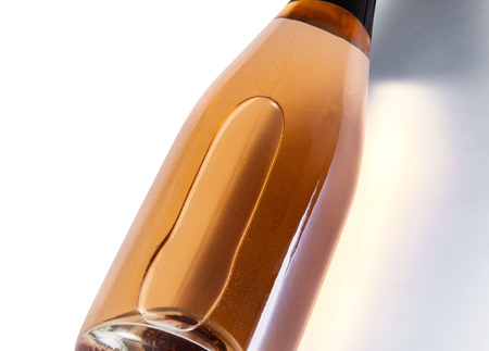 close-up blank champagne bottle label placeの写真素材