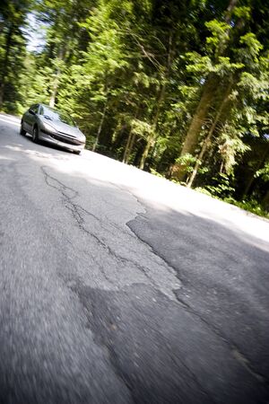 Dynamic motion blur of close car passing byの写真素材