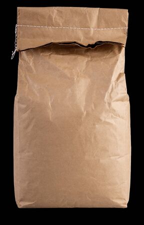Blank brown paper bag for flour or grain packagingの写真素材
