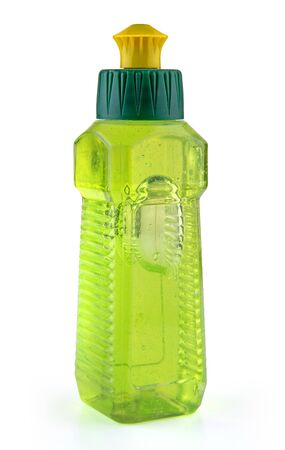 Small blank dishwasher bottle isolated on whiteの写真素材