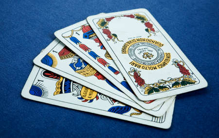 Dubrovnik, Croatia; March 2020 Triestine, Briscola playing cards. Traditional Italian card game.