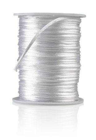 Twisted Cord spools or cotton rope. Studio shoot isolated on white background. Nautical Rope, Rope Reelの写真素材