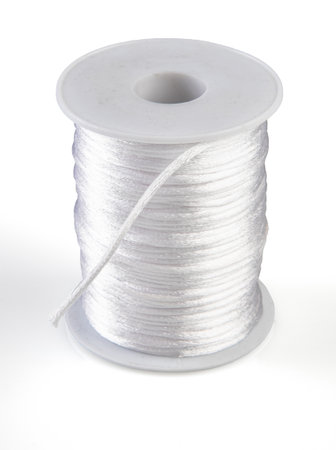 Twisted Cord spools or cotton rope. Studio shoot isolated on white background. Nautical Rope, Rope Reelの写真素材