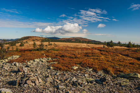 Look from mountain Pecny on autumn landscapeの写真素材