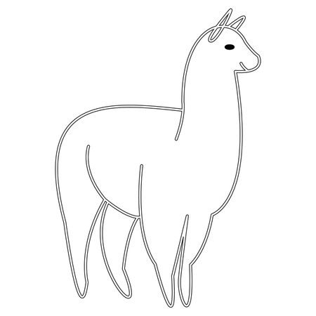 Vector image of a cute cartoon alpaca on a white backgroundのイラスト素材