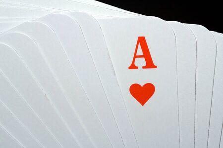 Many playing cards with a heart-assの写真素材