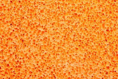 Closeup of the structure of an orange spongeの写真素材