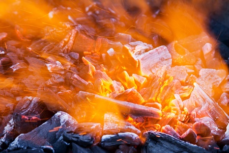 Closeup of blaze with sparks and fire