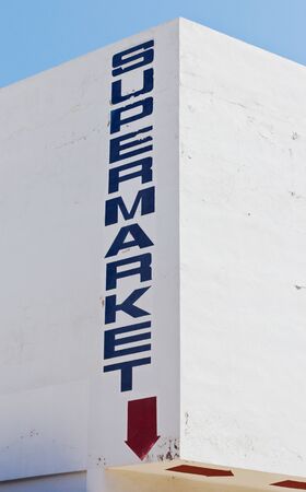 Front of a supermarket with big painted lettersの写真素材
