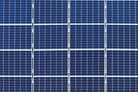 Detail of many solar panels on a roof