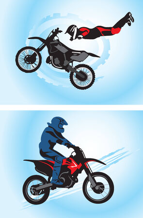 Jumping motorcyclist -  illustrationのイラスト素材