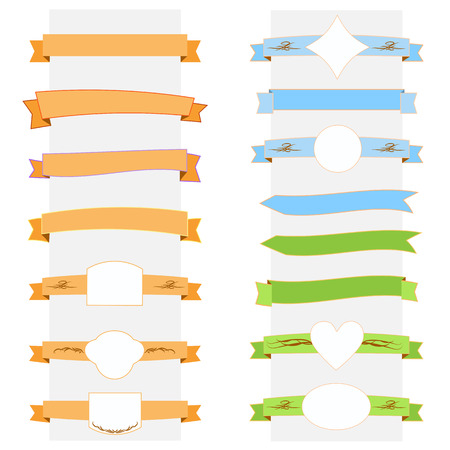 color illustration ribbon banner setのイラスト素材