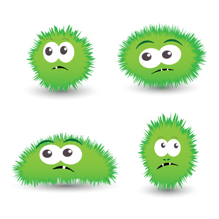 Vector set of cartoon germs, green bacteriaのイラスト素材