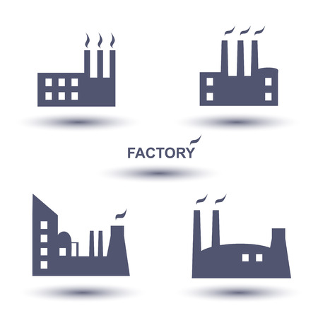 Industrial building factory and power plants icon setのイラスト素材