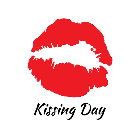 Kissing Day card in vector format with lips.のイラスト素材