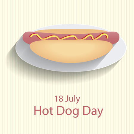 National Hot Dog Day 18 July. Vector poster  backgroundのイラスト素材