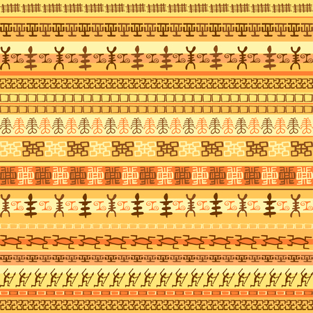 Colorful ethnic african seamless pattern design with strips. Vector illustrationのイラスト素材