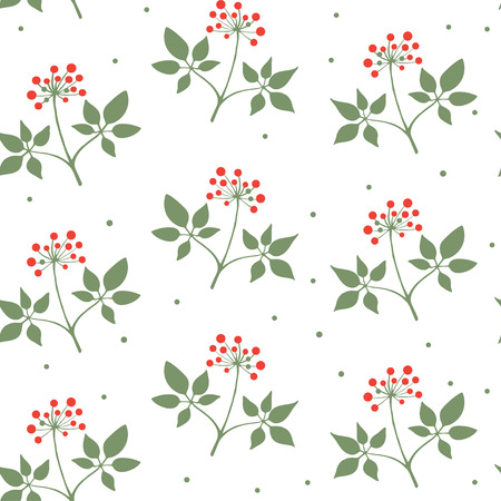 Seamless pattern branches of ginseng. Floral background. Vector illustrationのイラスト素材
