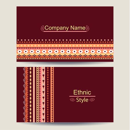Business card template with ethnic design. Stylish geometric colorful background, vector formatのイラスト素材