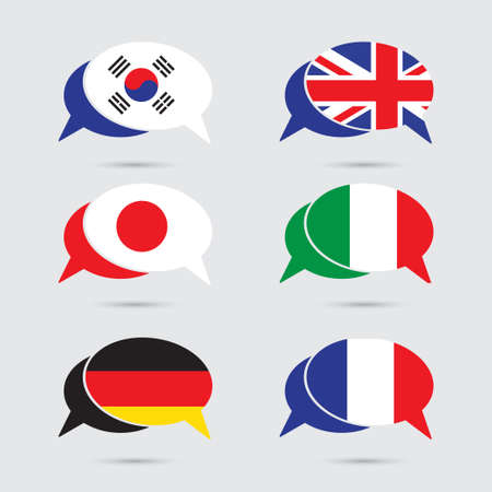 Speech bubble set with flag in vector formatのイラスト素材