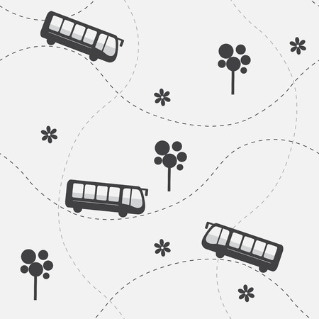 Seamless vector pattern with busのイラスト素材