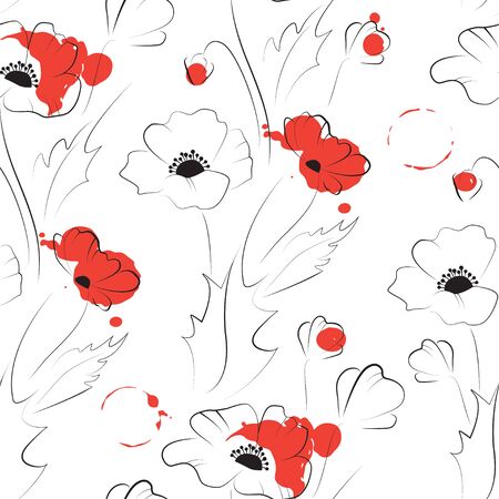 Poppy seamless patternのイラスト素材