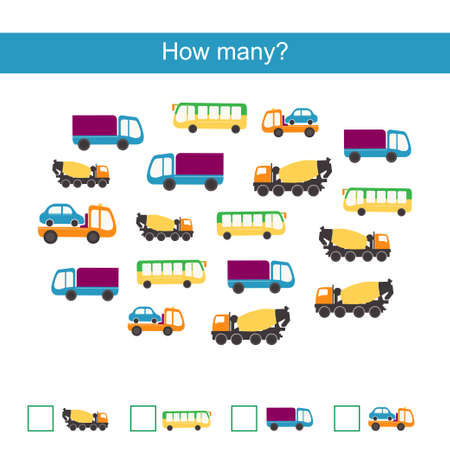 Count how many cars and write resultのイラスト素材