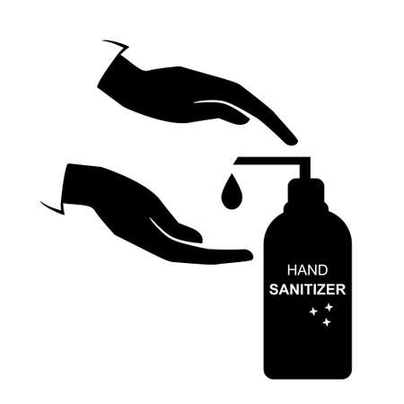 Hand sanitizer black icon vector illustration isolatedのイラスト素材