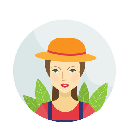 Farmer cute girl icon vector illustration isolatedのイラスト素材
