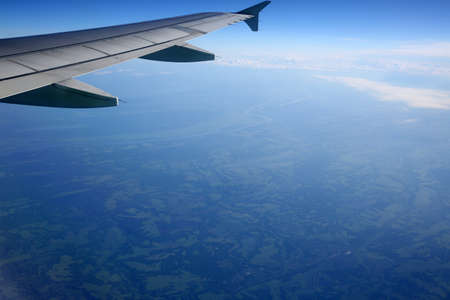 under the wings of airplanesの写真素材