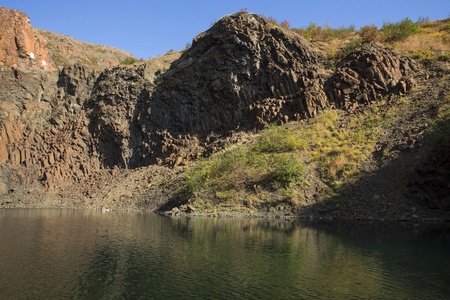  Red rocks in the north of the city of Norilskの写真素材