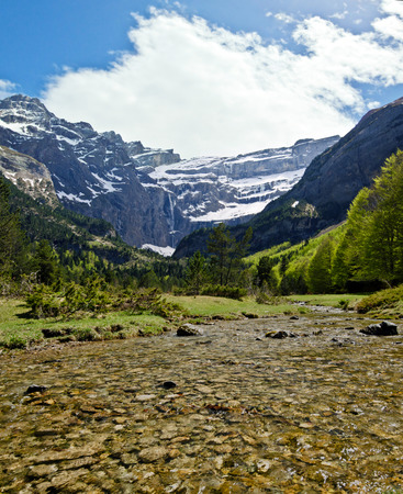 Gave river flows from Gavarnie Gavarnie Circusの写真素材