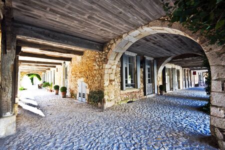 Bastide Gallery architectural details in Labastide d Armagnac, typical ancient bastide in Landes,...
