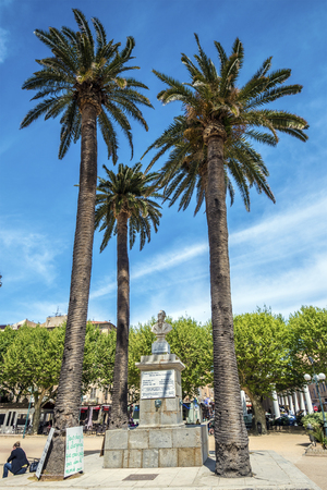 Ile-Rousse, France- "April 20, 2016. Monument of Pascal Paoli, founder of Ile-Rousse city in Corsica Island. Corsica, Franceのeditorial素材