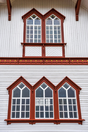 Architectural details of the wooden Church in the North Coast of Iceland.の写真素材