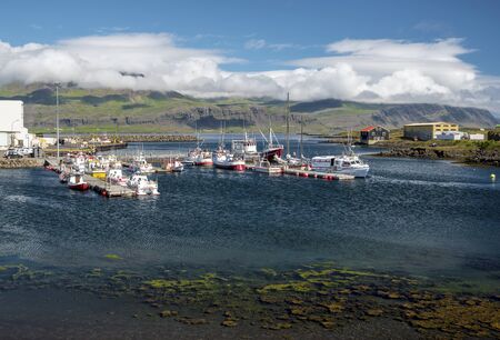 Djupivogur, Iceland 25 July, 2018 Harbor of Djupivogur town in the Austurland in eastern Iceland.のeditorial素材