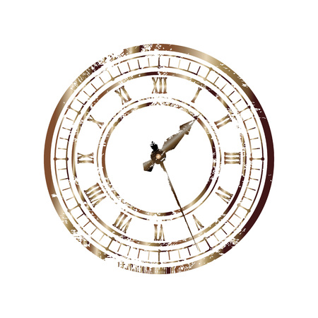Vintage bronze dial isolated on white background. Easy transform of clock handsのイラスト素材