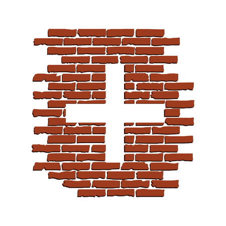 Plus social media icon brick stencil isolated on white backgroundのイラスト素材