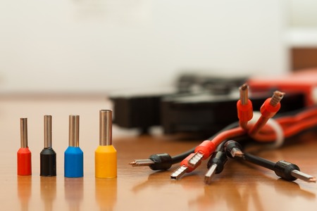 Set for the installation of wiring, press crimping pliers for insulated terminals and connectors.の写真素材