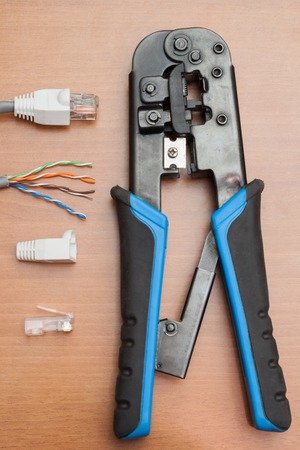 reliable tool for crimping connectors and twisted pair RJ-45の写真素材