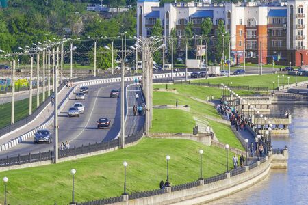 Highway road to the temple in the city of Cheboksary, Chuvash Republic, Russia. 05/24/2016のeditorial素材
