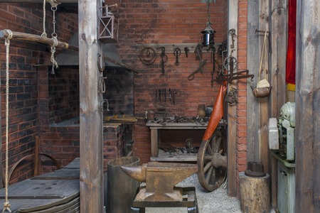 Interior forge start con. XIX - beg. XX century. in the Museum of the City of tractors Cheboksary, Chuvash Republic, Russia. The composition in the museum. 06/05/2016のeditorial素材