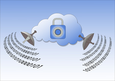The encrypted connection. Protected cloud storage, server protection.のイラスト素材