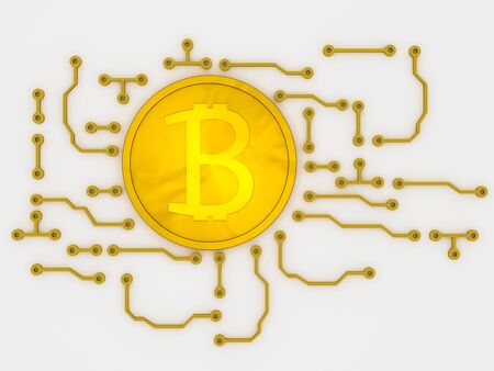 The concept, internet crypto currency bitcoin. 3d rendering.の写真素材
